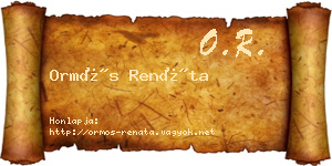 Ormós Renáta névjegykártya